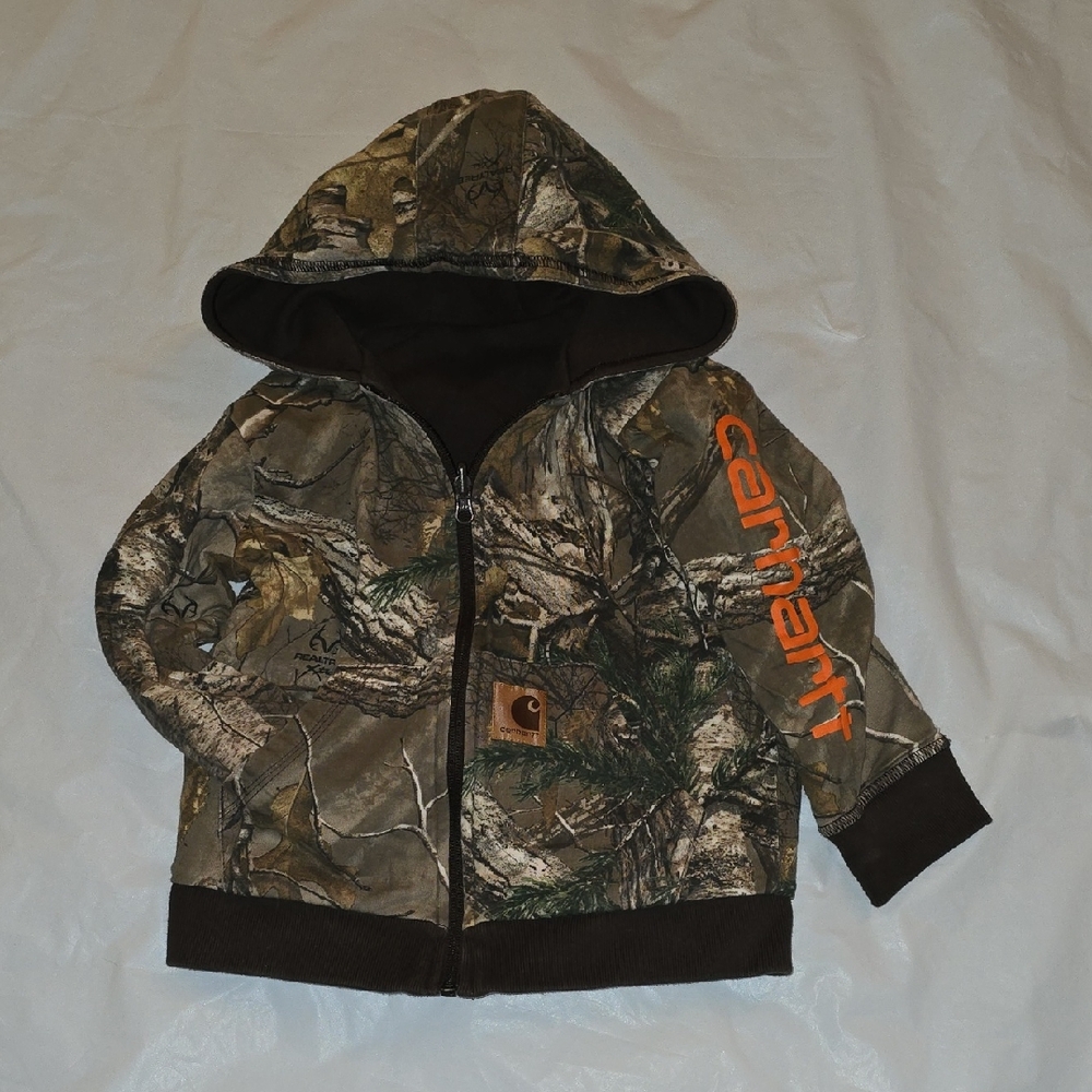 Carhartt Kids Camouflage Hoodie with Orange Logo